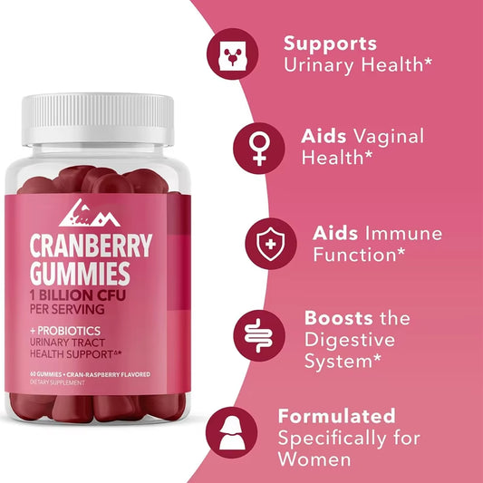 Women'S Cranberry Gummies | Urinary Health Gummies with Probiotics Containing 1 Billion CFU | Female Urinary Health Ph Balance