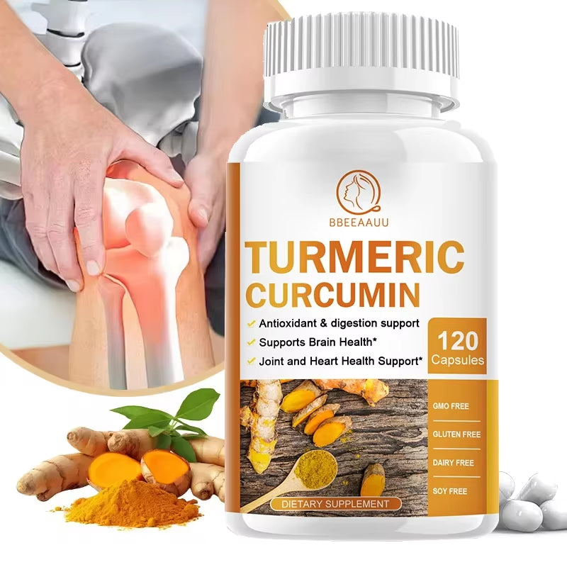 BBEEAAUU High Quality Turmeric Curcumin Capsules Support Joint Inflammation Health Antioxidant Brain Cognitive &Digestive Health