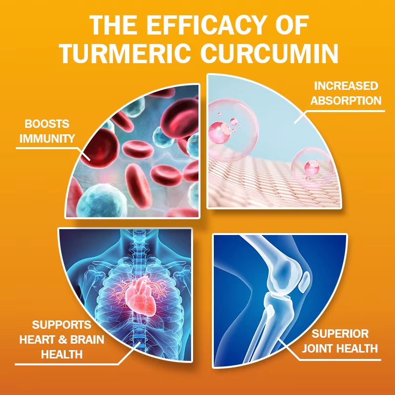 BBEEAAUU High Quality Turmeric Curcumin Capsules Support Joint Inflammation Health Antioxidant Brain Cognitive &Digestive Health