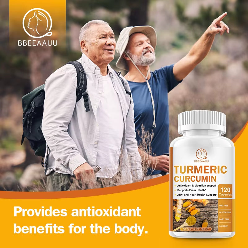 BBEEAAUU High Quality Turmeric Curcumin Capsules Support Joint Inflammation Health Antioxidant Brain Cognitive &Digestive Health