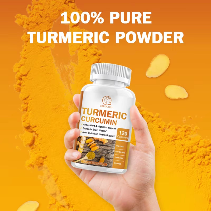 BBEEAAUU High Quality Turmeric Curcumin Capsules Support Joint Inflammation Health Antioxidant Brain Cognitive &Digestive Health