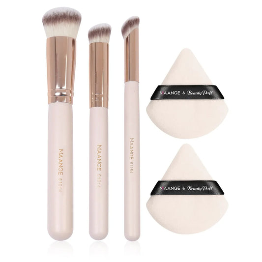 3pcs Makeup Brushes Set+2pcs Dry Air Cushion Puff Eye Shadow Concealer Brush Women Foundation Cosmetics Blush Blending Tools