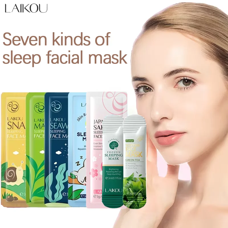 LAIKOU Moisturizing Facial Mask Hydrating Sleeping Face Sheet Masks Repairing & Nourishing Night Face Mask Skin Care 7pcs