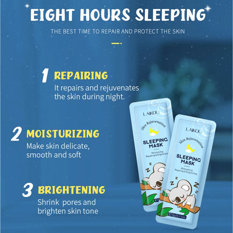 LAIKOU Moisturizing Facial Mask Hydrating Sleeping Face Sheet Masks Repairing & Nourishing Night Face Mask Skin Care 7pcs