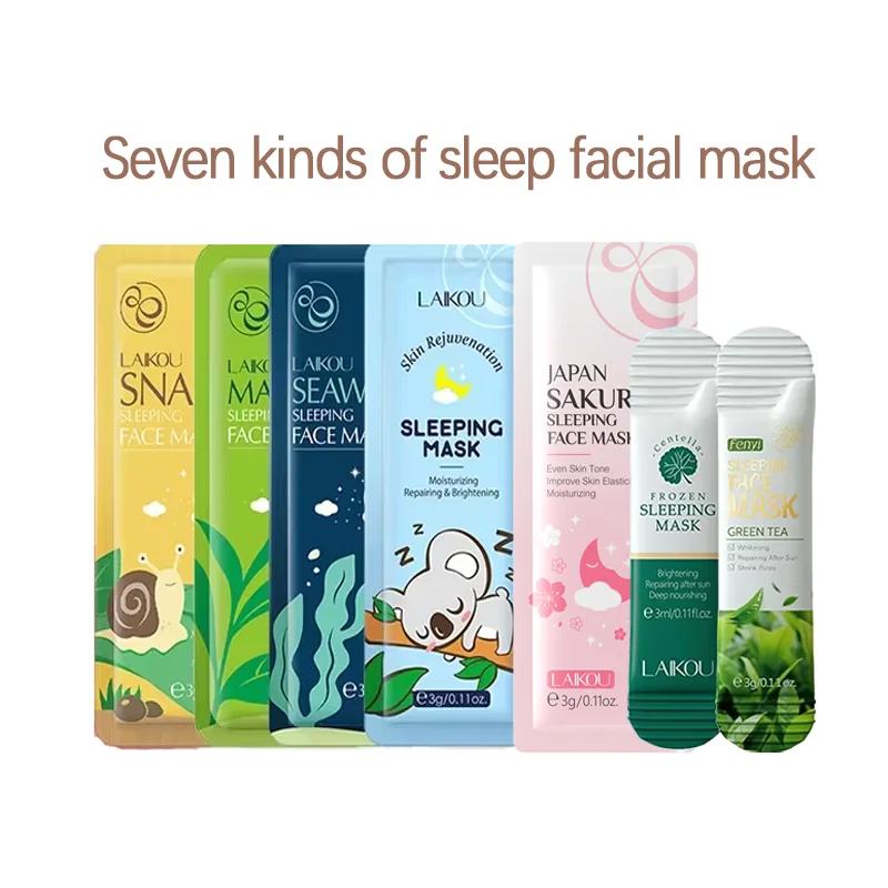 LAIKOU Moisturizing Facial Mask Hydrating Sleeping Face Sheet Masks Repairing & Nourishing Night Face Mask Skin Care 7pcs